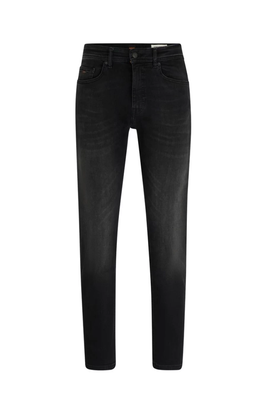 "HUGO BOSS Men's Tapered-Fit Super-Stretch Jeans in Dark Grey Denim"