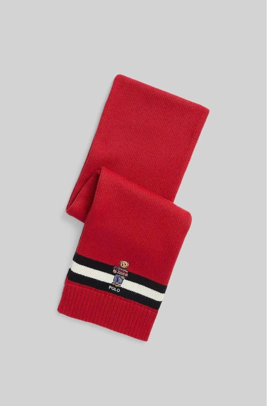 RALPH LAUREN Girls Polo Bear Print Cotton Scarf Soft Winter Accessory