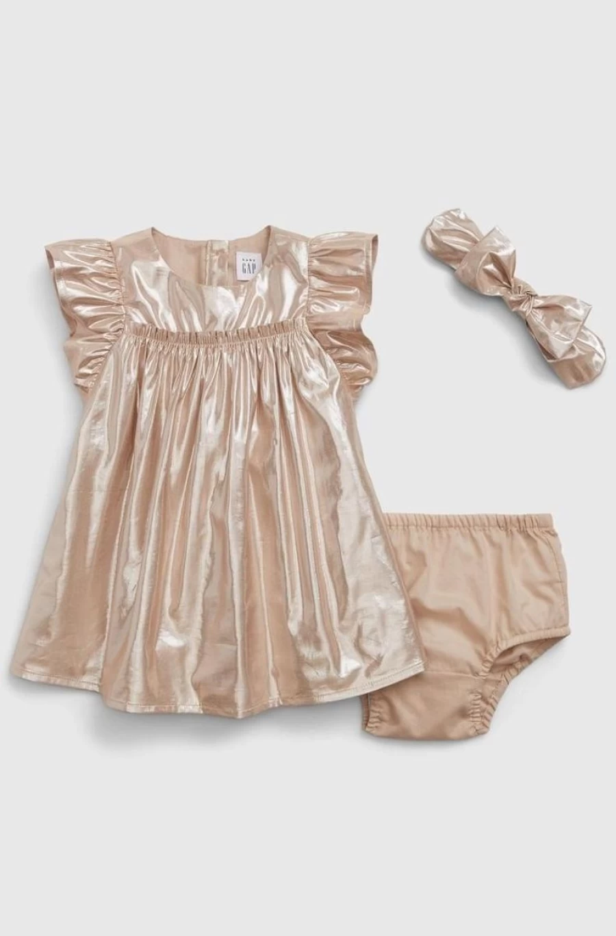 GAP Girls' Metallic Shine Flutter Sleeve Dress Set for Baby
