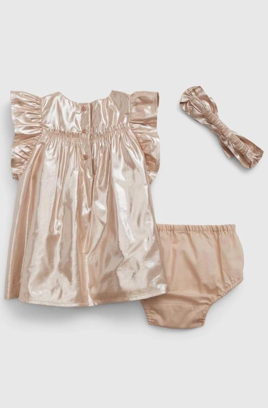 GAP Girls' Metallic Shine Flutter Sleeve Dress Set for Baby
