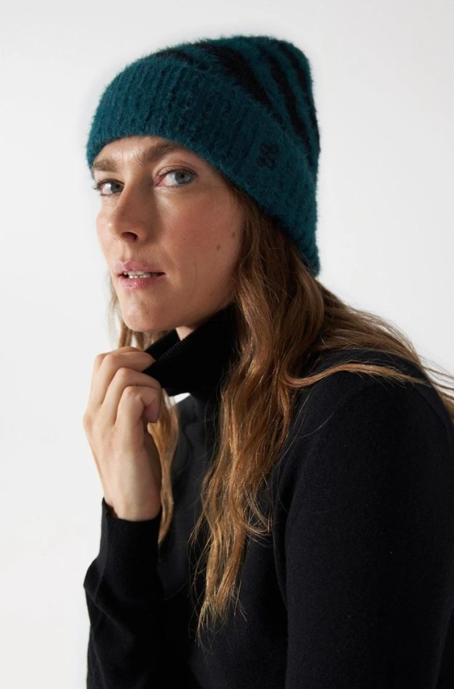 "SALSA JEANS Women's Animal Print Beanie Hat – Stylish Winter Knit Cap"