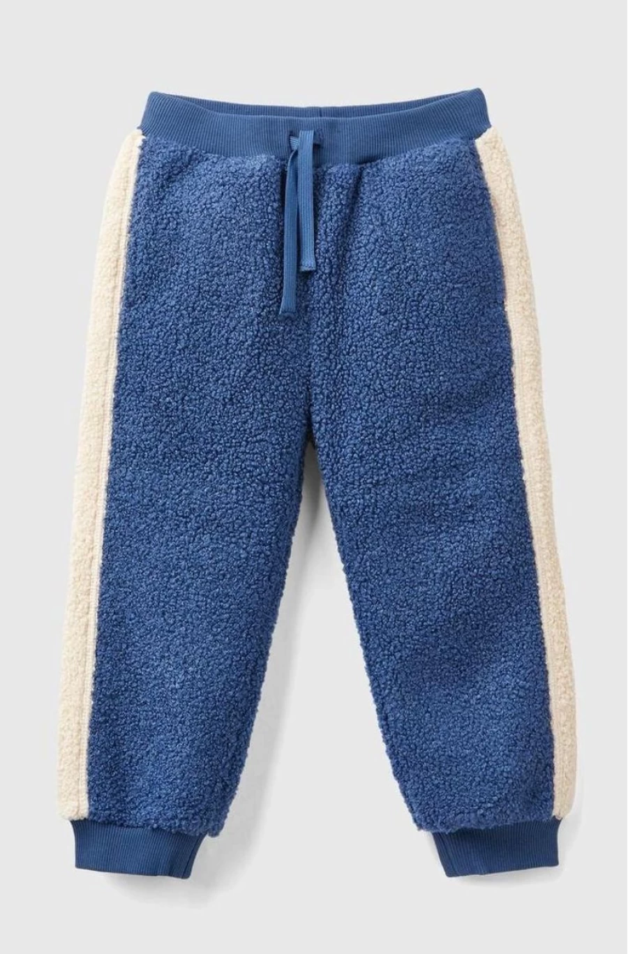 Benetton Boys Air Force Blue-Cream Teddy Effect Joggers for Comfort & Style