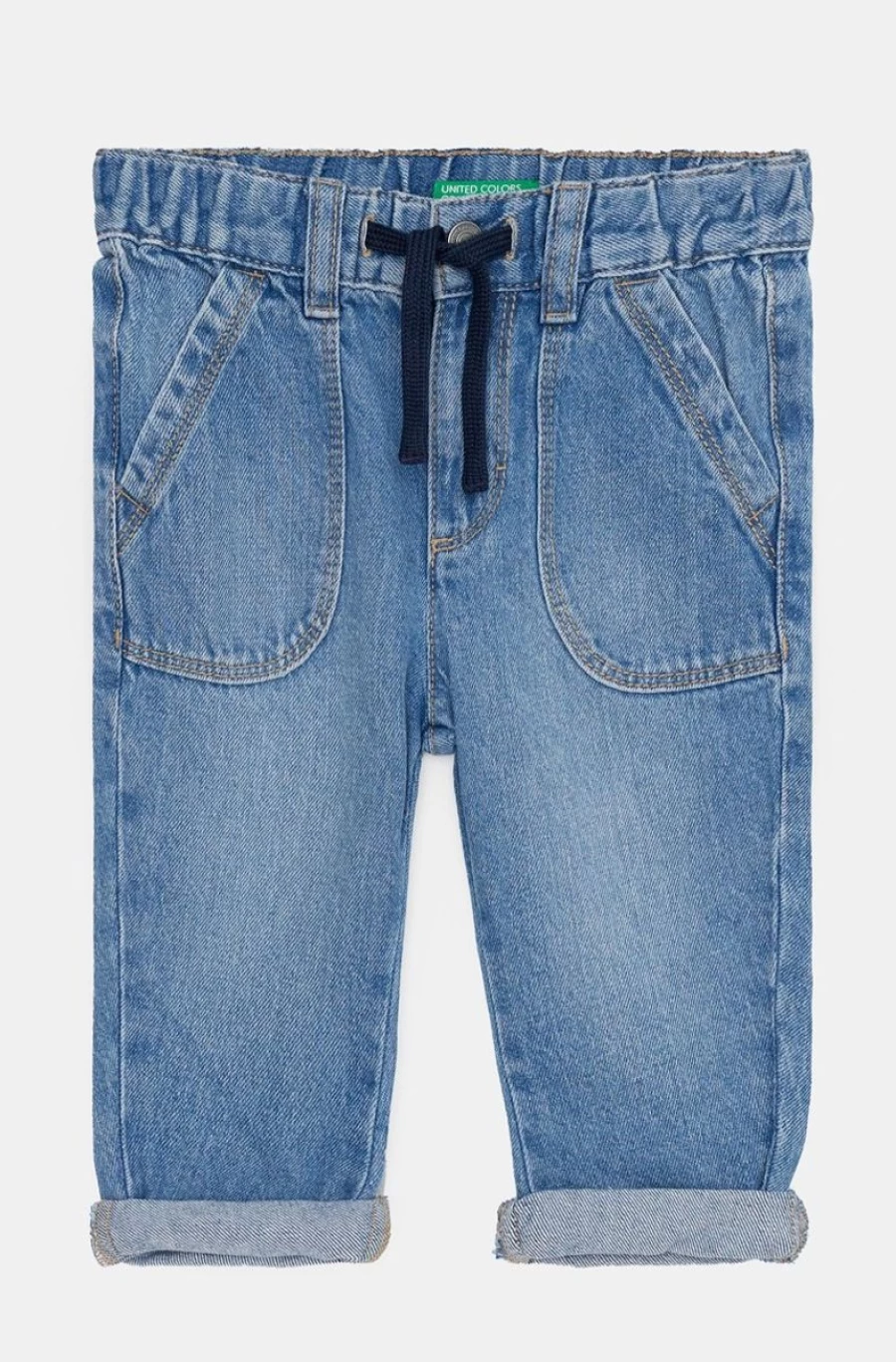 Benetton Boys' Cotton Jeans with Adjustable Drawstring Waist