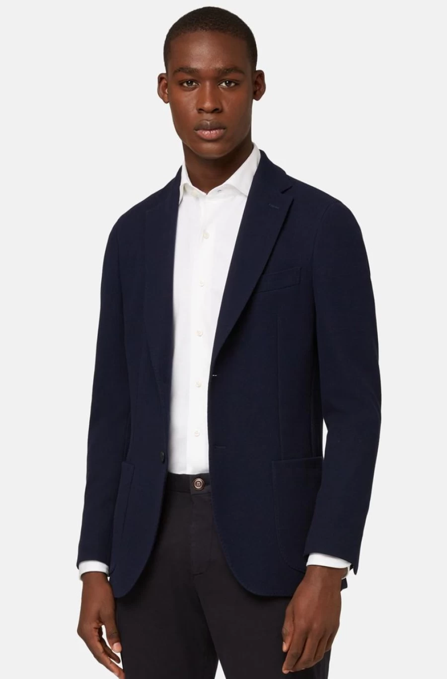BOGGI MILANO Men's Blue Cotton Jersey Jacket – Lightweight Casual Blazer