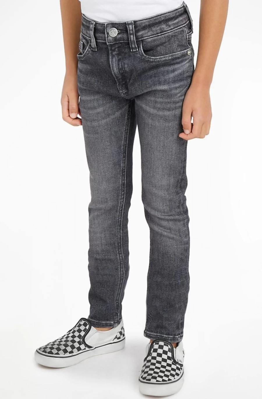 CALVIN KLEIN Boys' Mid Rise Skinny Jeans for Kids - Slim Fit Denim Pants