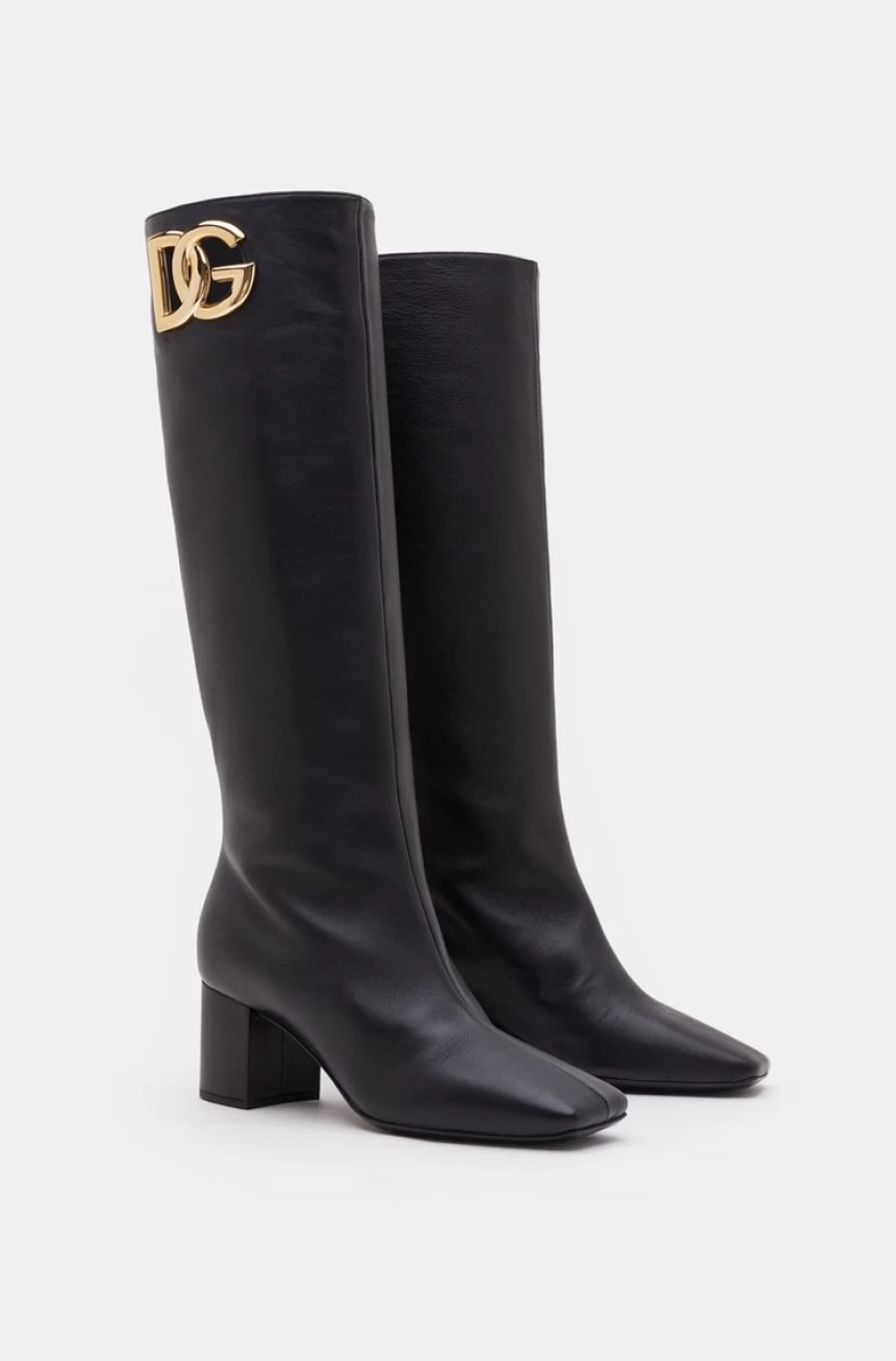 DOLCE & GABBANA Women's Black Nappa Leather Boots Luxury Fashion Ankle Booties