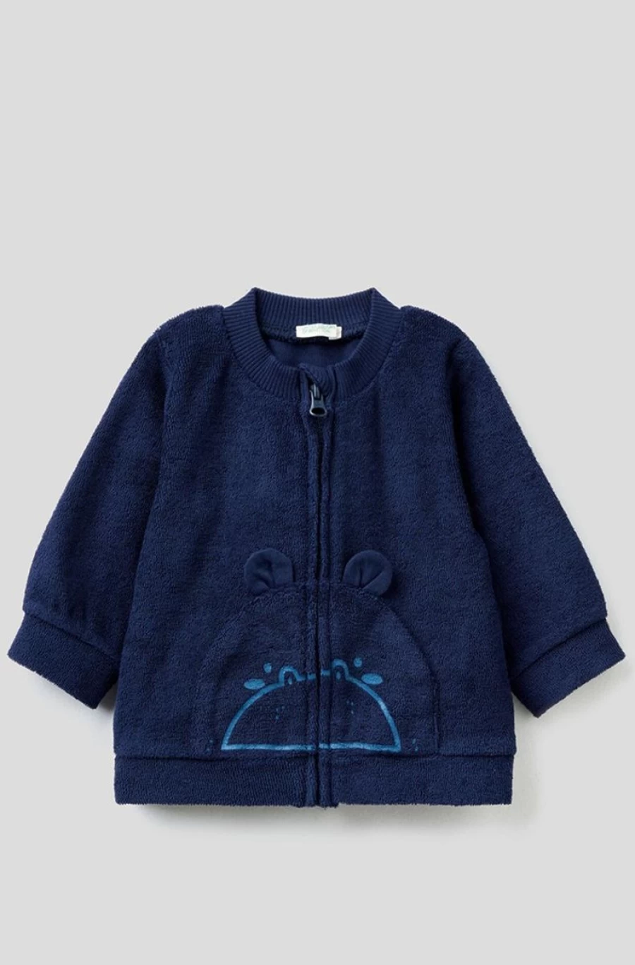 Benetton Boys Blue Cotton Terry Jumper with Animal Motif - Soft & Comfortable Kids Sweatshirt