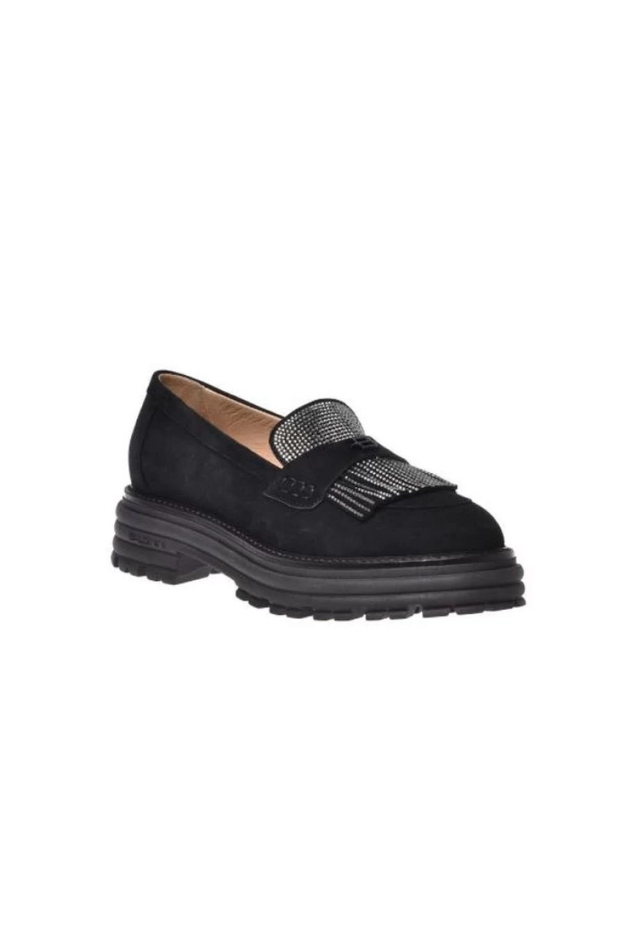 "BALDININI Women's Suede Loafers Embellished with Micro Rhinestones for Elegant Style"