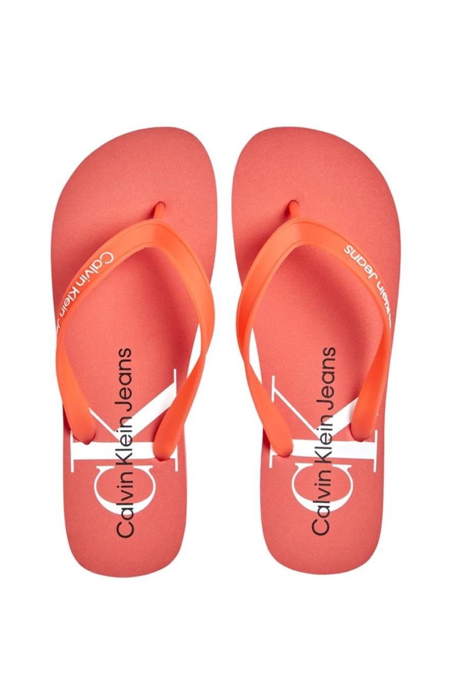 CALVIN KLEIN Men's Orange Flip Flops - Comfortable Summer Sandals for Men