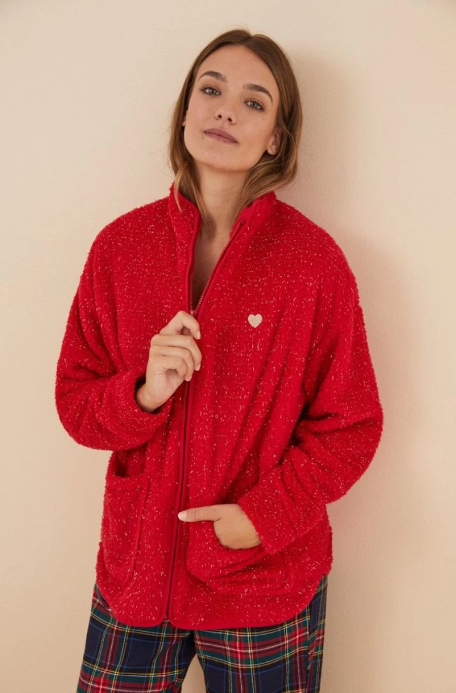 "WOMEN'SECRET Fluffy Lurex Jacket for Women - Sparkling Comfort & Style"