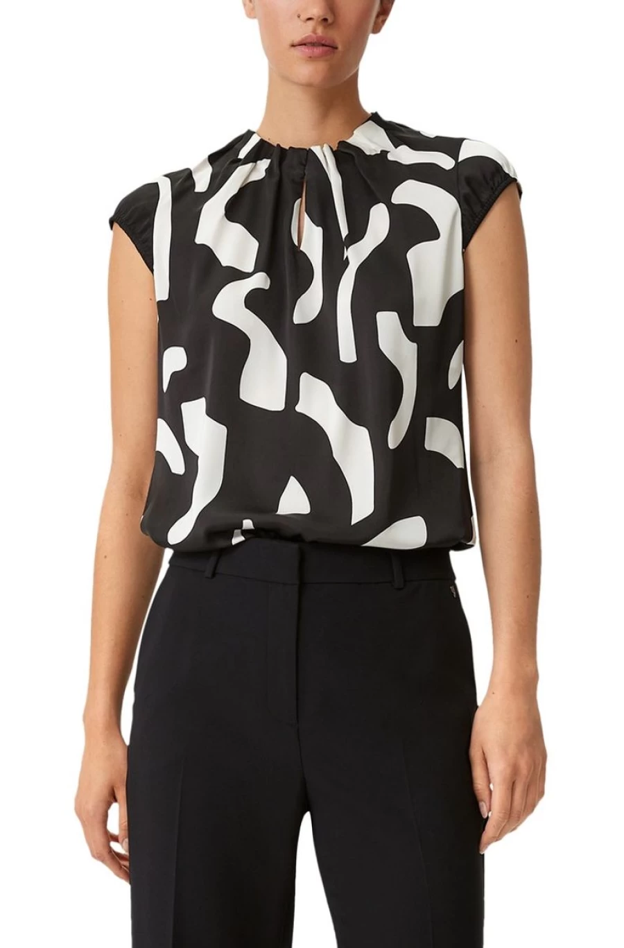 "COMMA Women's Elegant Satin Blouse with Gatherings - Chic & Stylish Top"