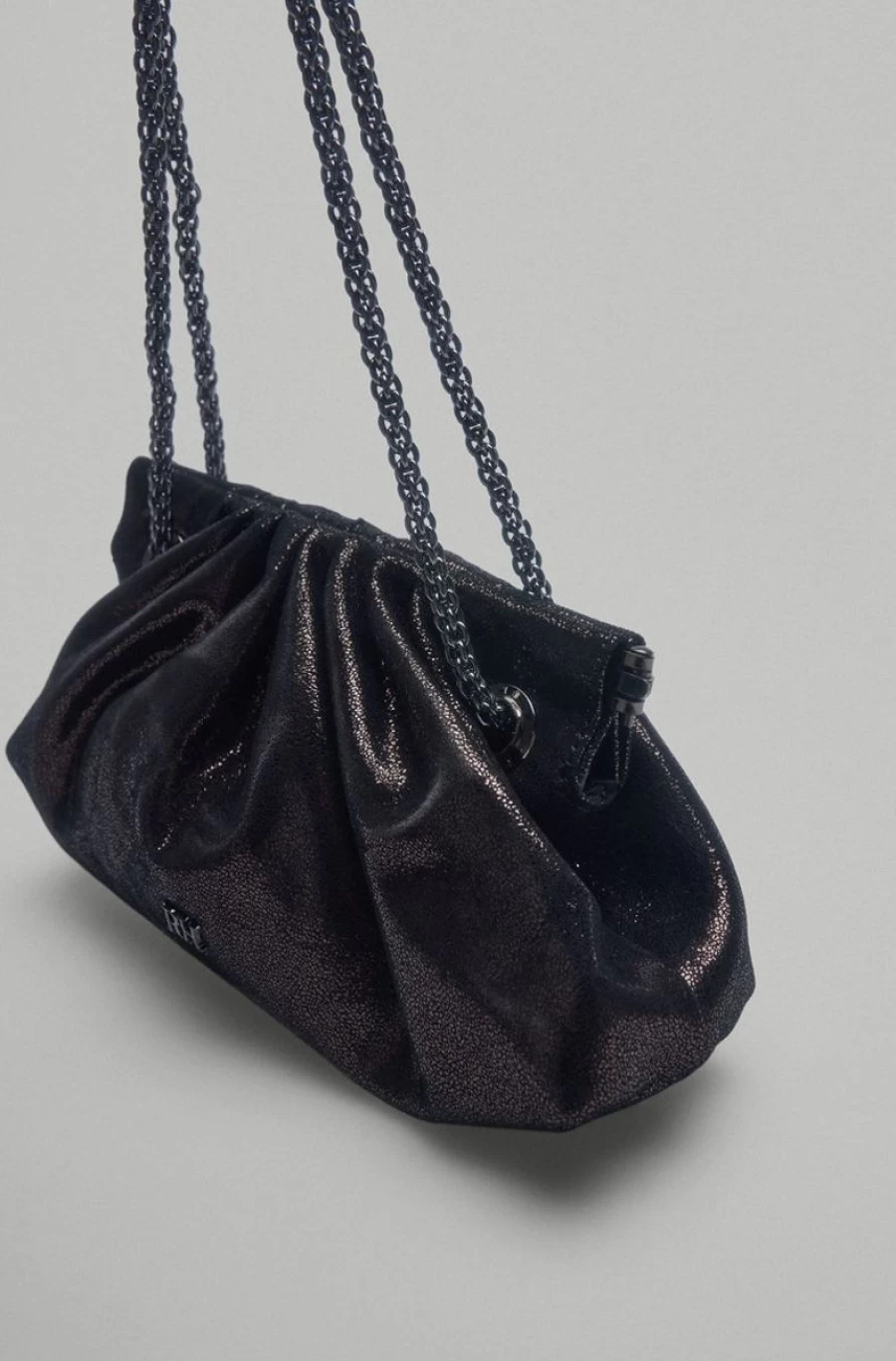 PEDRO DEL HIERRO Women's Metallic Leather Crossbody Bag with Detachable Chain Strap