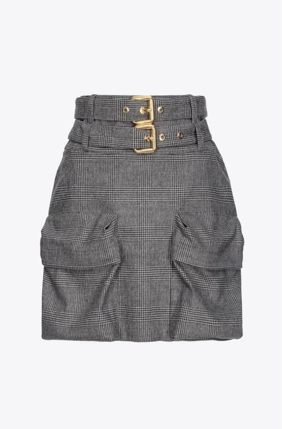 PINKO Women's Prince Of Wales Check Double-Belted Mini Skirt