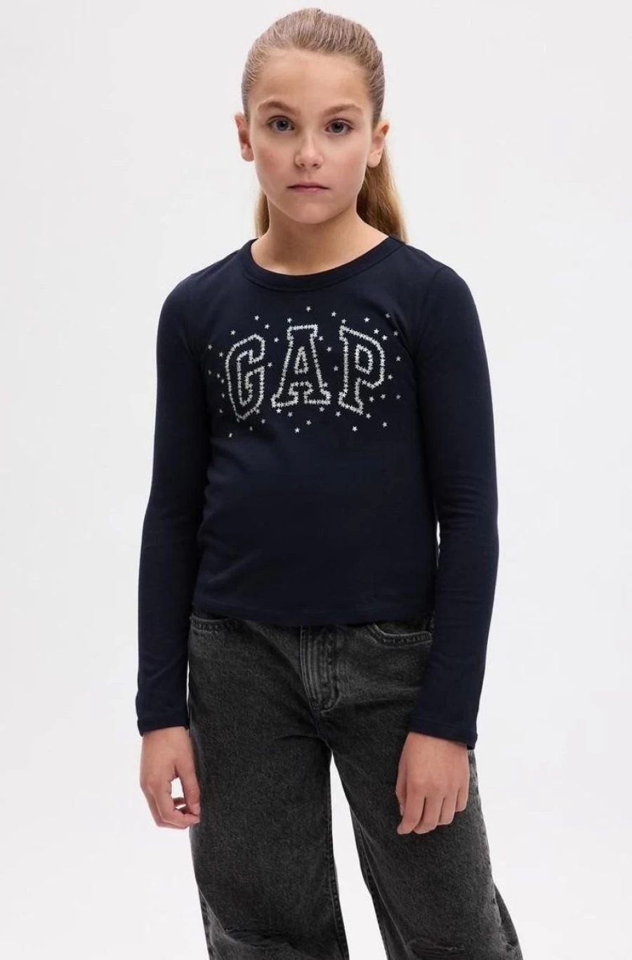 GAP Girls 100% Organic Cotton Rhinestone Logo T-Shirt for Kids