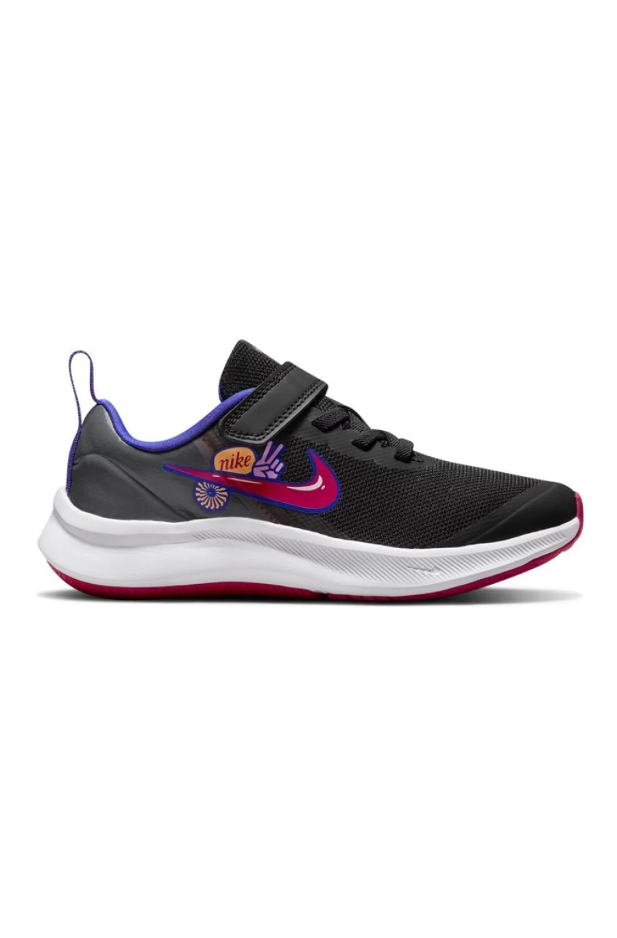 NIKE Little Girls' Sneakers in Black, Very Berry, Lapis & Pink Rise Colors