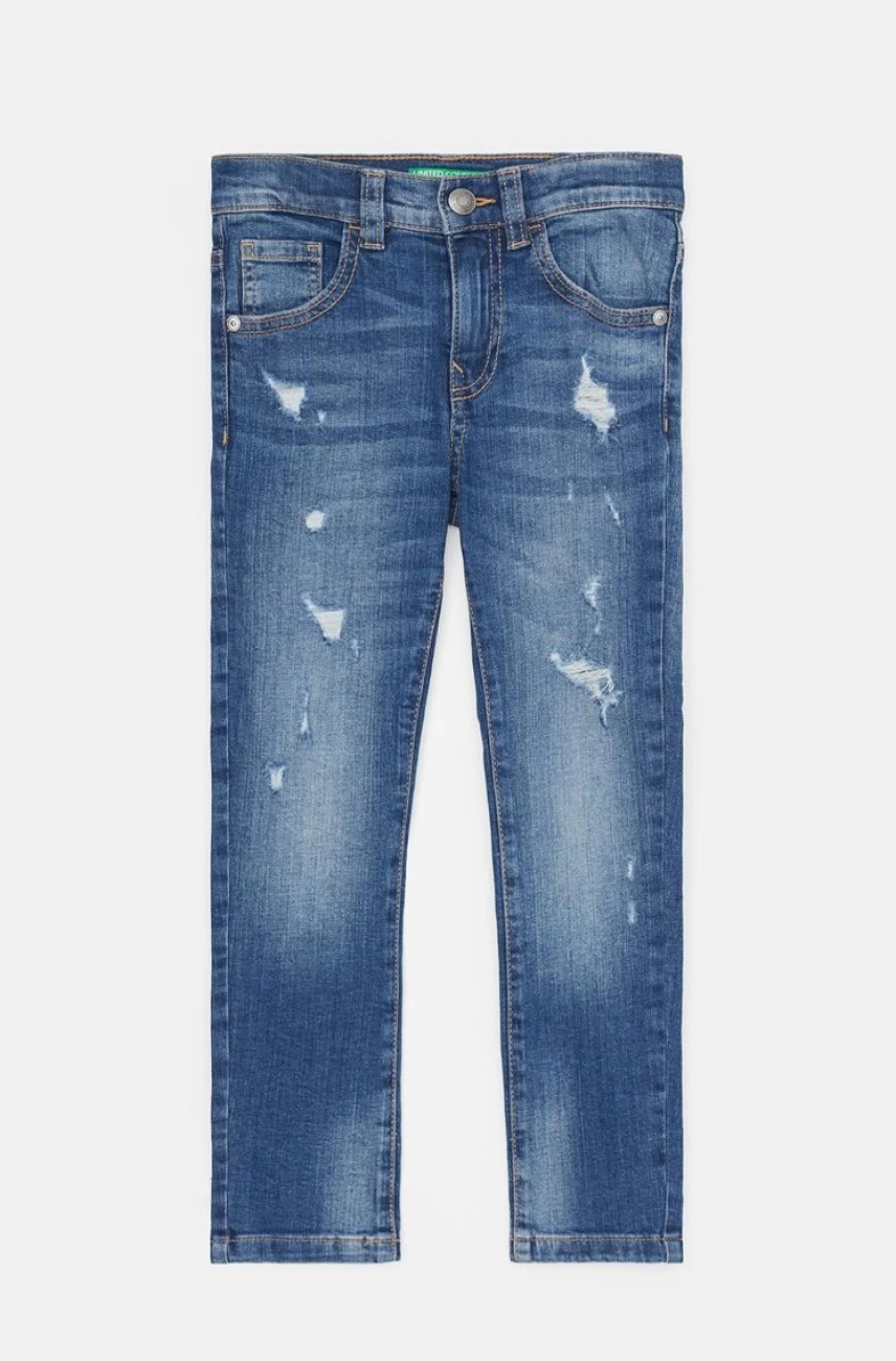 BENETTON Girls' Blue Skinny Fit Ripped Jeans for Stylish Outfits