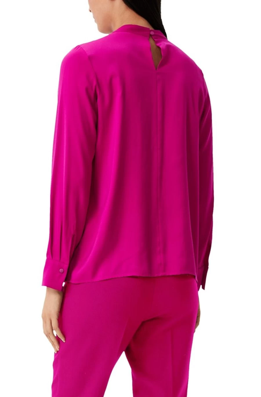 "COMMA Women's Pink Satin Blouse with Elegant Pleated Details"