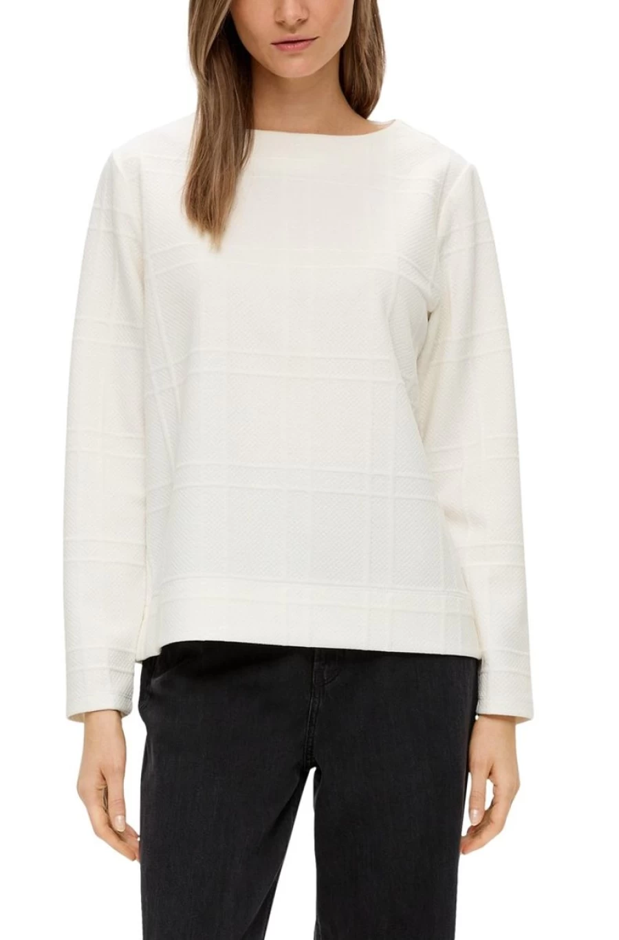 Women's Beige Textured Pattern Sweatshirt | S.OLIVER