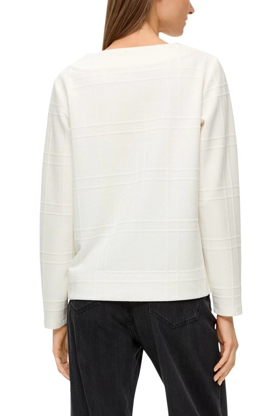 Women's Beige Textured Pattern Sweatshirt | S.OLIVER