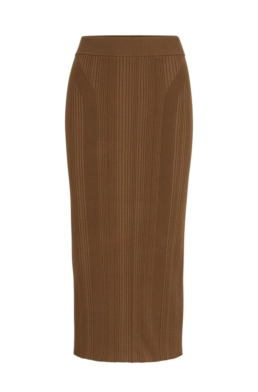 HUGO BOSS Women's Open Brown Ribbed Knit Pencil Skirt - Structured Fit