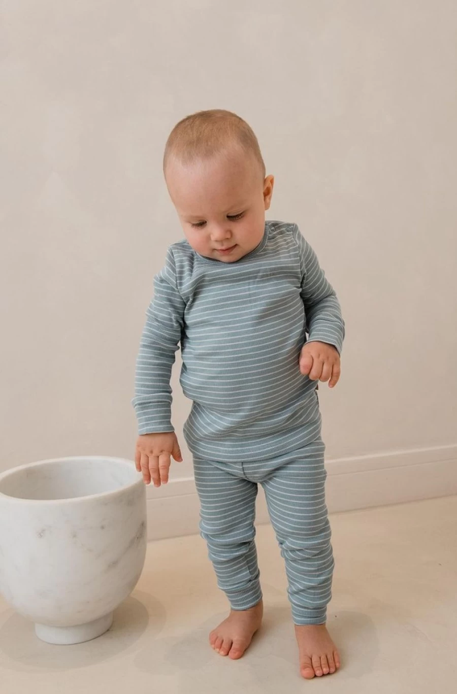 LUNILOU Boys' Organic Cotton Rib Pyjamas - Soft & Comfortable Sleepwear