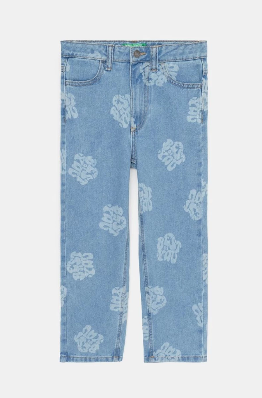 BENETTON Girls' Blue Straight Fit Jeans for Comfort and Style