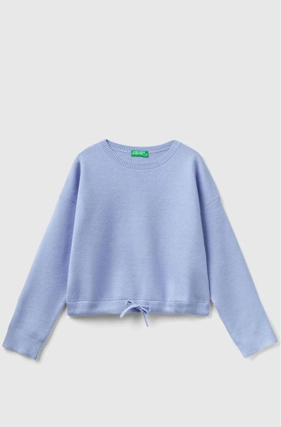 Benetton Girls' Knitted Viscose Blend Sweater with Drawstring - Stylish & Comfortable Pullover