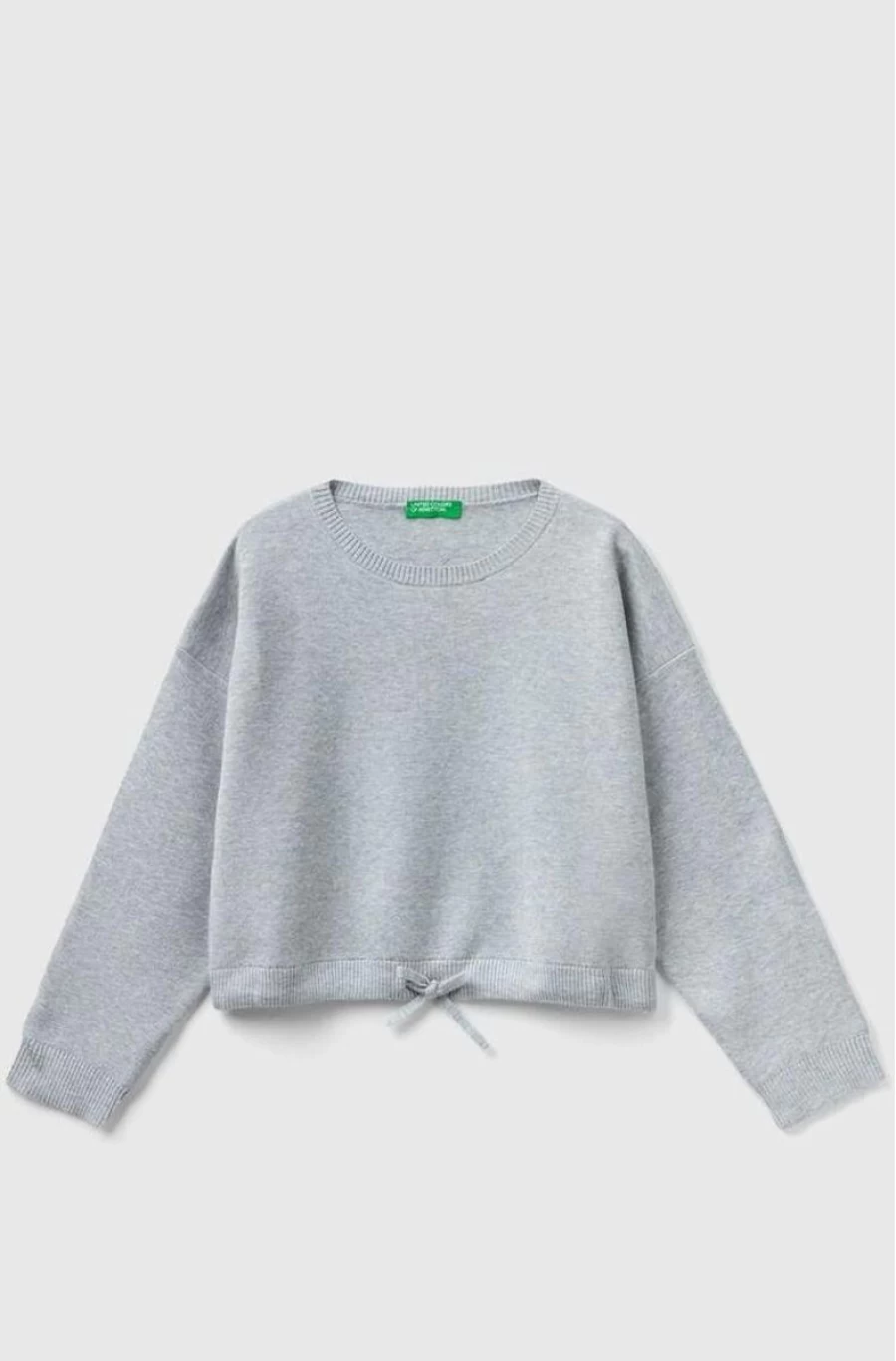 Benetton Girls' Knitted Viscose Blend Sweater with Drawstring - Stylish & Comfortable Pullover