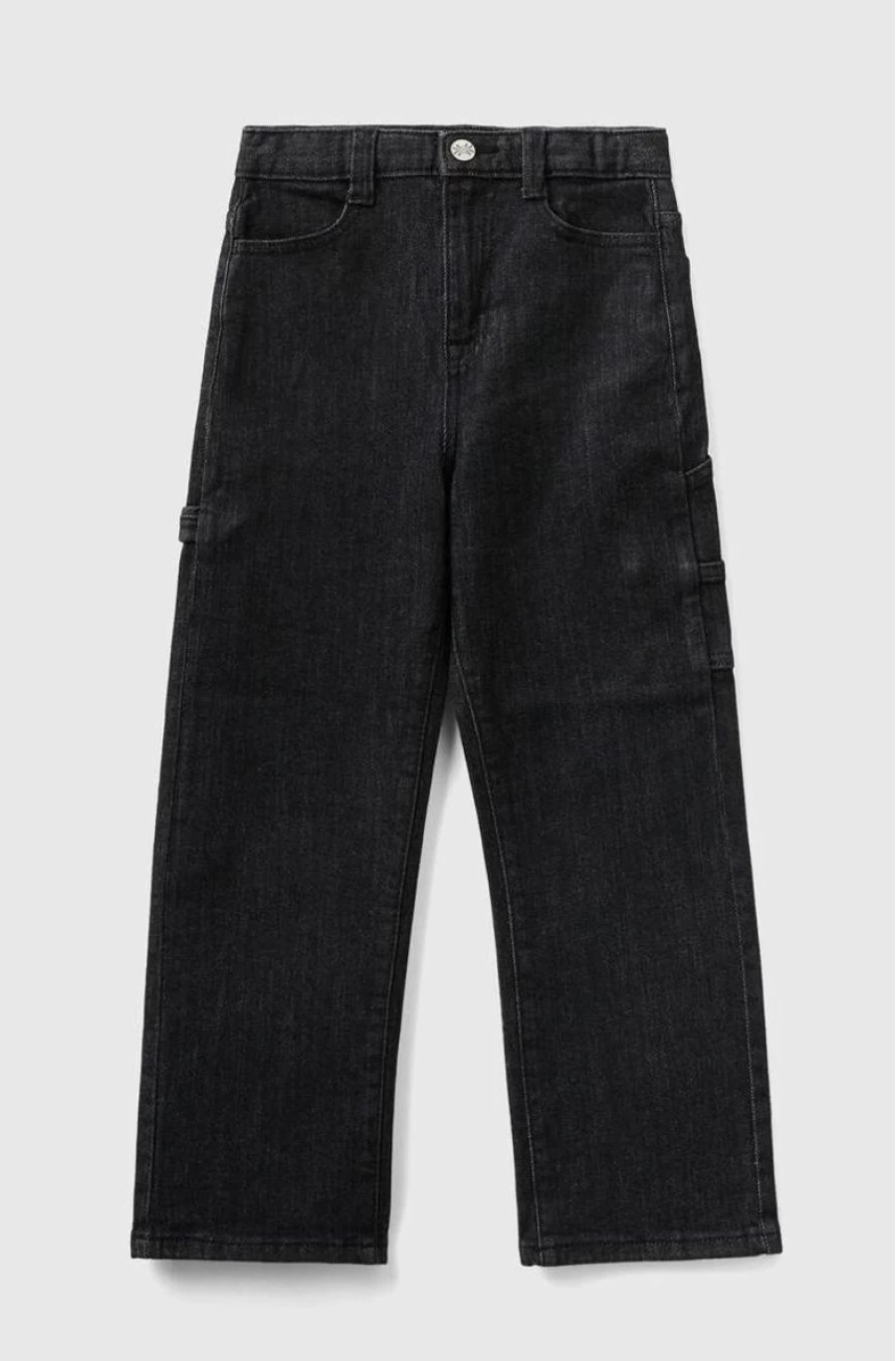 Benetton Boys' Black Worker Style Wide Leg Jeans for Comfort and Durability