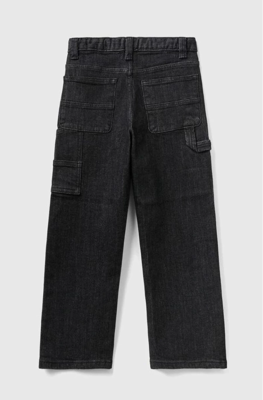 Benetton Boys' Black Worker Style Wide Leg Jeans for Comfort and Durability