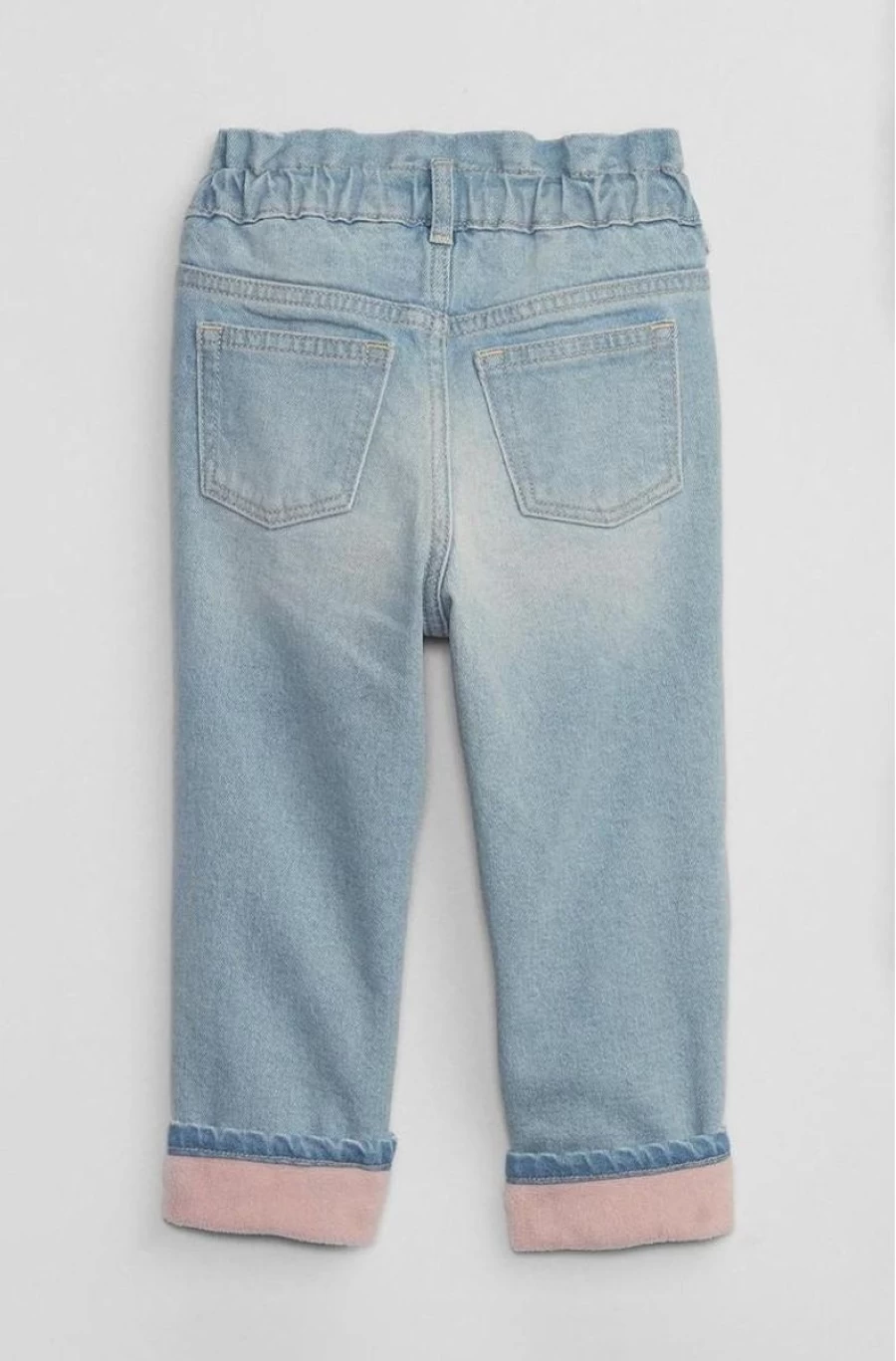 GAP Girls' Cozy-Lined Paperbag Mom Jeans with Washwell Technology