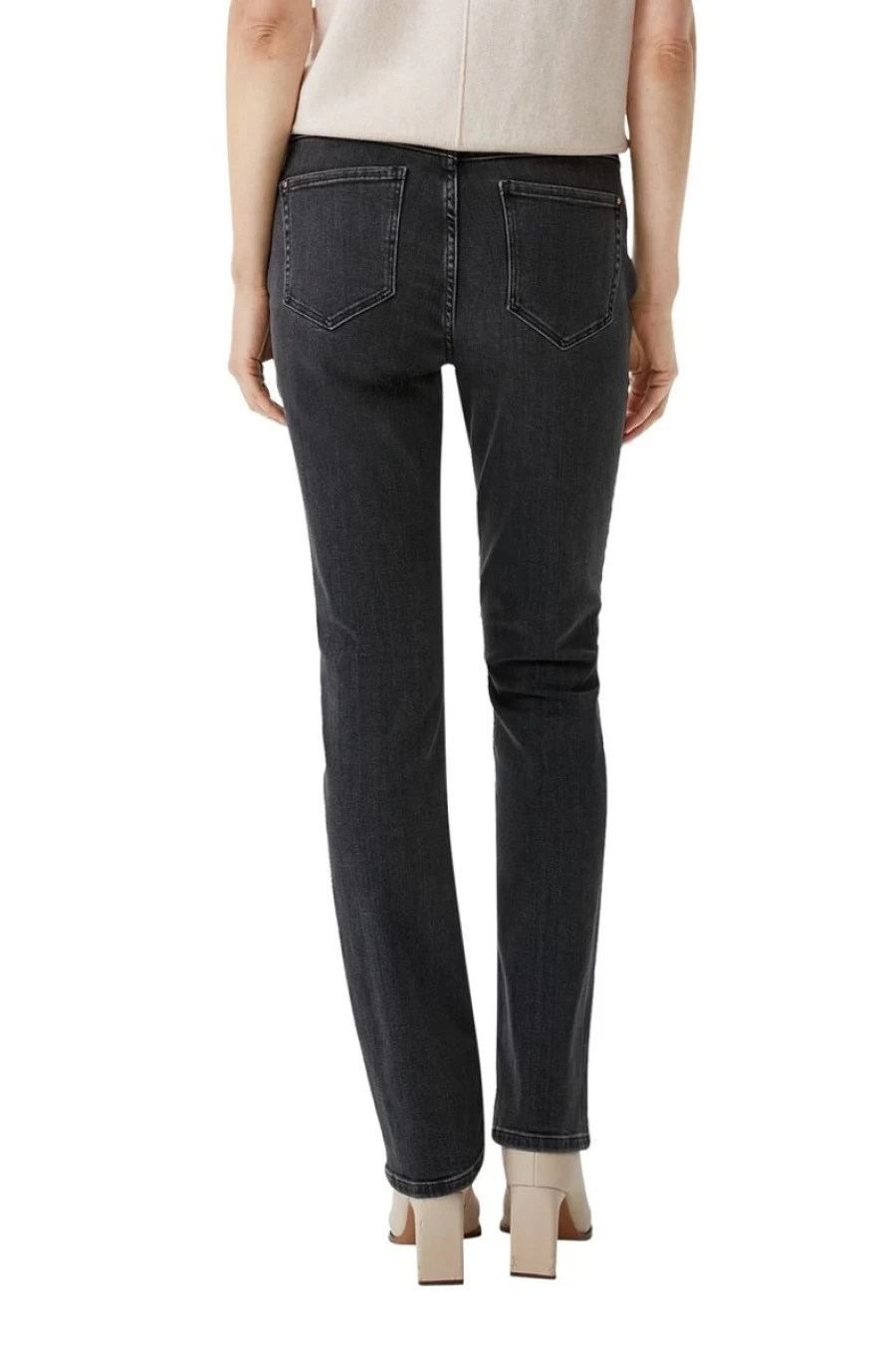 COMMA Women's Grey Regular Fit Cotton Blend Jeans