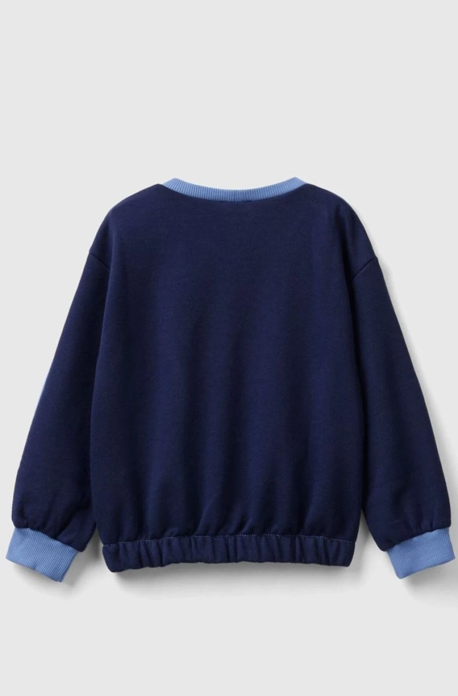Benetton Girls' Blue Color Block Print Sweatshirt - Trendy Casual Pullover