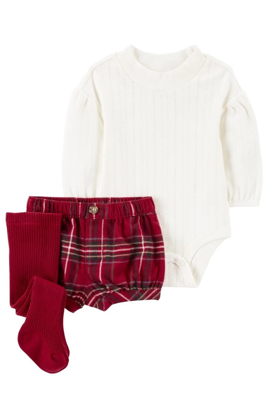 CARTER'S Girls 3-Piece Holiday Bodysuit and Shorts Set - Festive Baby Outfit