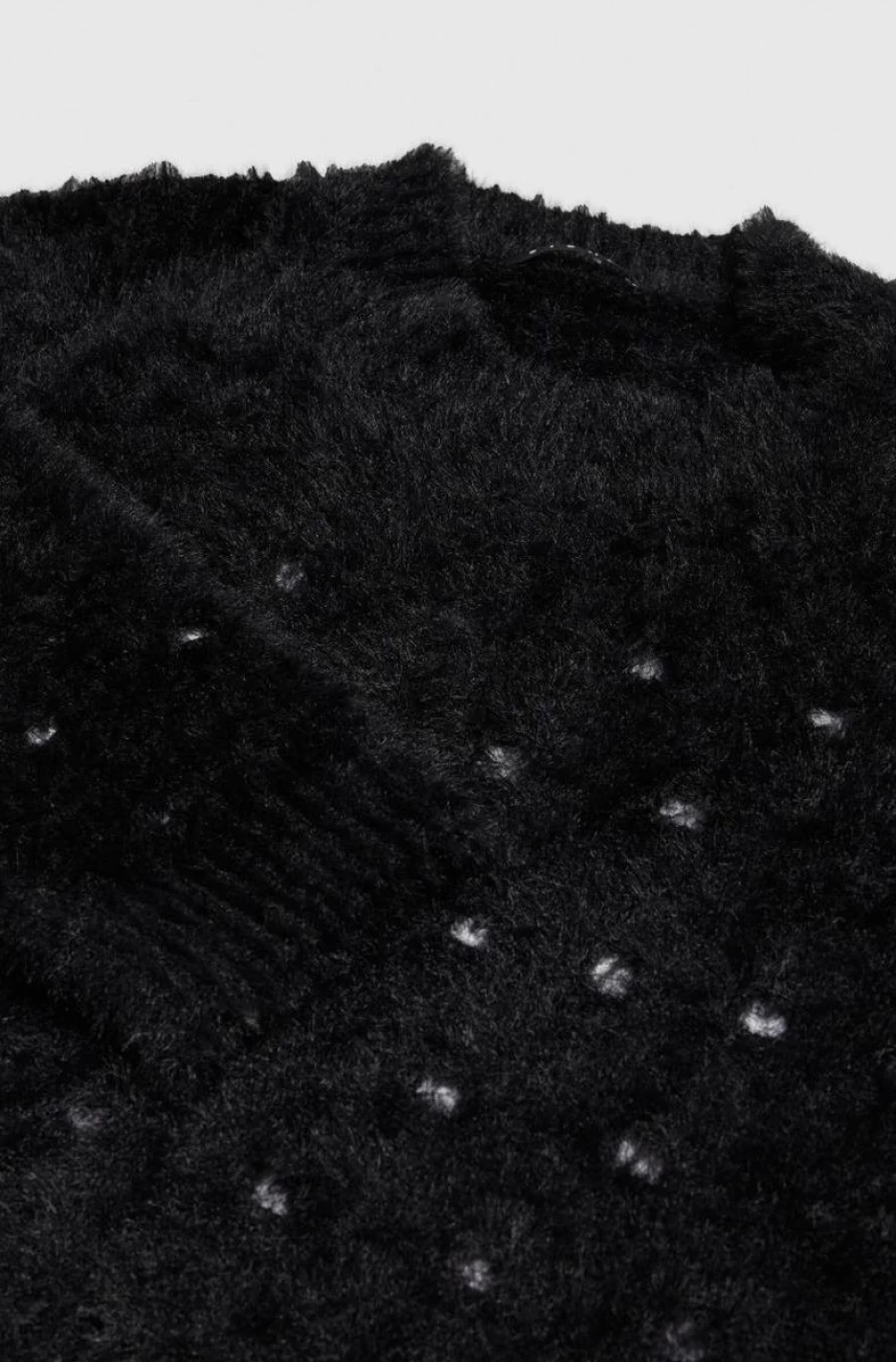 "SISLEY Girls' Black Fluffy Open-Knit Sweater for Cozy Comfort"
