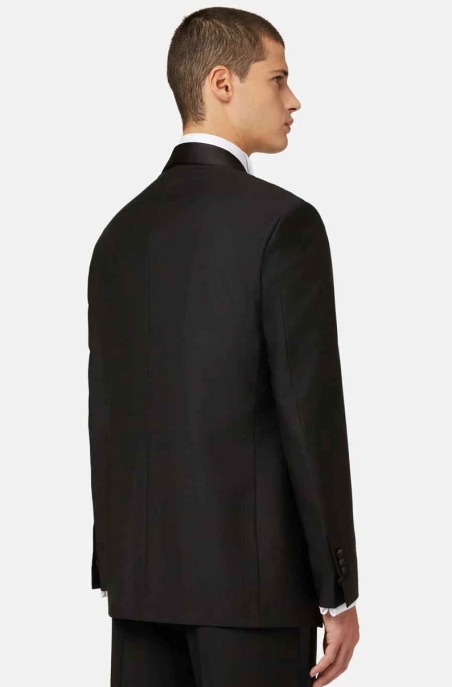 BOGGI MILANO Men's Black Wool Tuxedo Jacket with Shawl Collar - Formal Evening Blazer