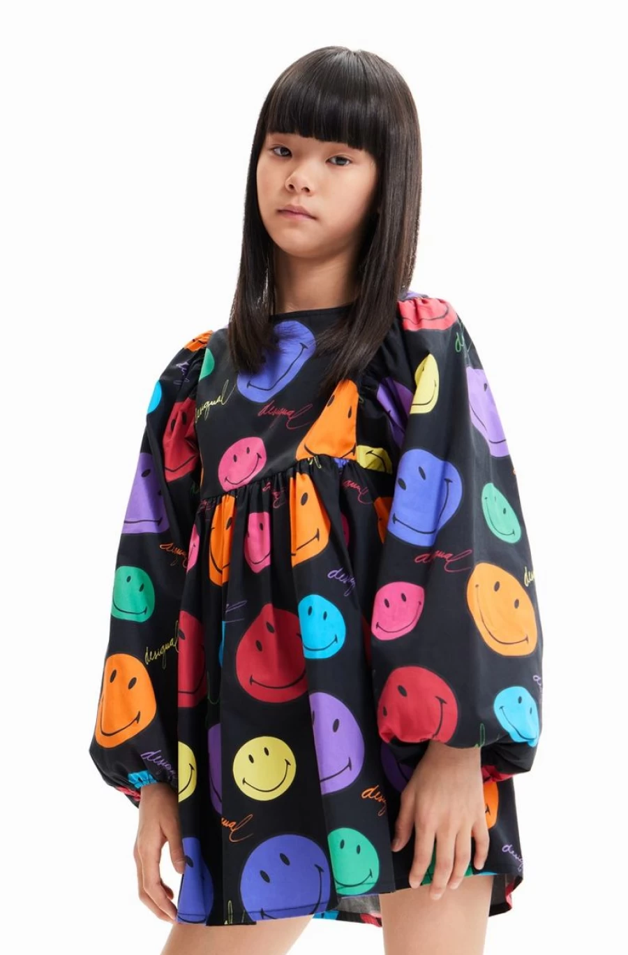 DESIGUAL Girls' Loose Smiley® Dress - Fun & Playful Style