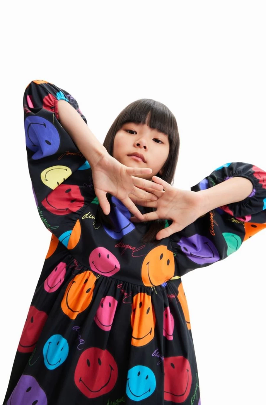 DESIGUAL Girls' Loose Smiley® Dress - Fun & Playful Style