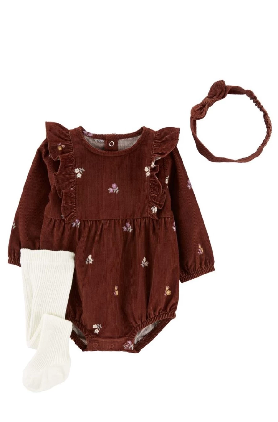 CARTER'S Girls 3-Piece Corduroy Bubble Romper Set - Soft Baby Outfit, Cute Toddler Clothes, Comfortable Jumper