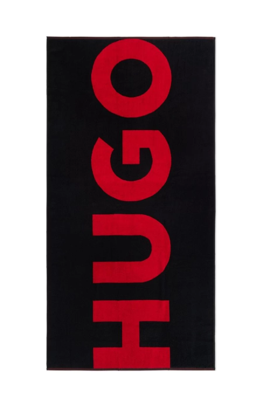 "HUGO BOSS Men's Organic Cotton Beach Towel with Red Logo"