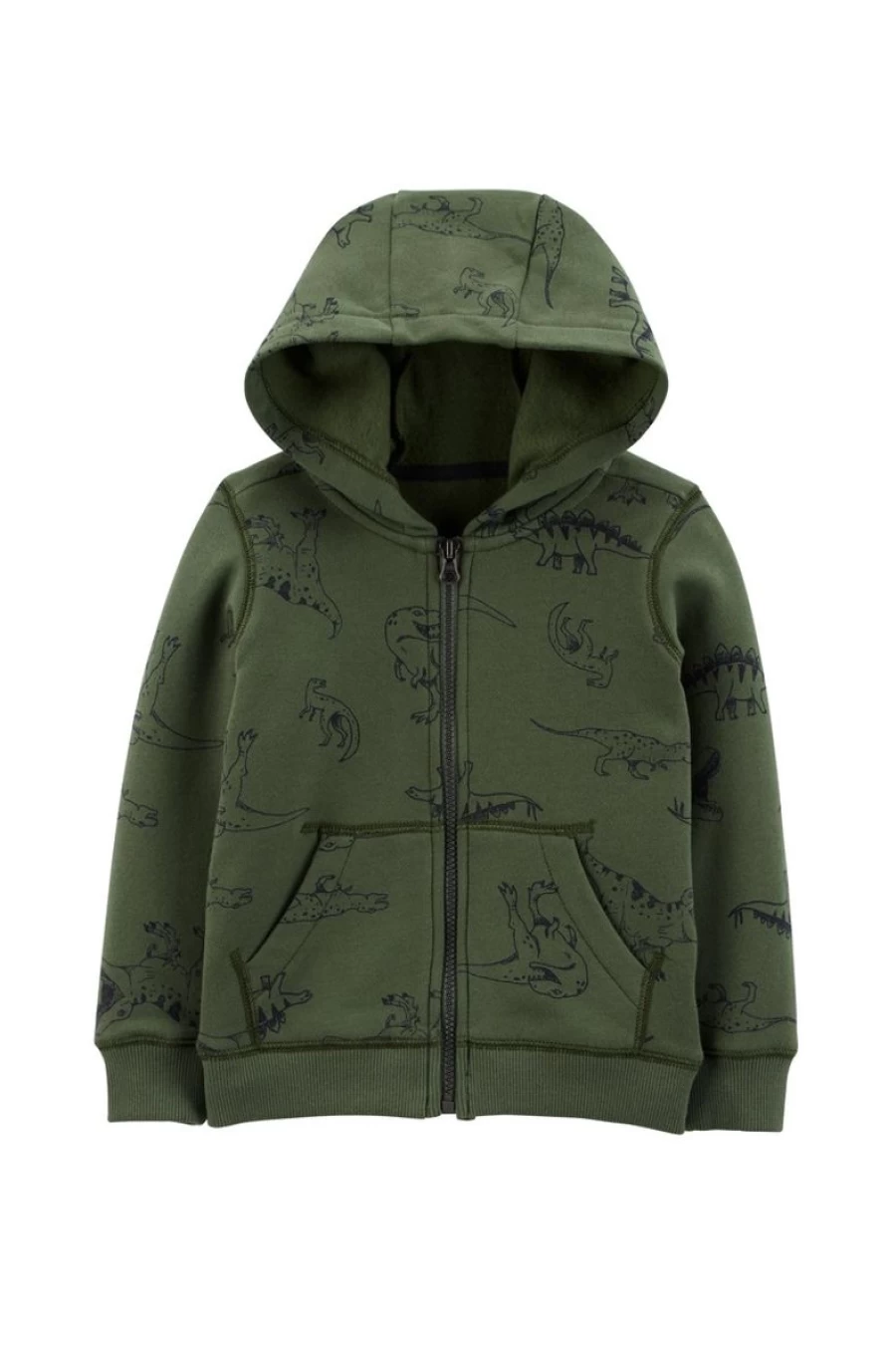 CARTER'S Boys Green Zip-Up Fleece Hoodie for Kids - Cozy Winter Pullover Jacket