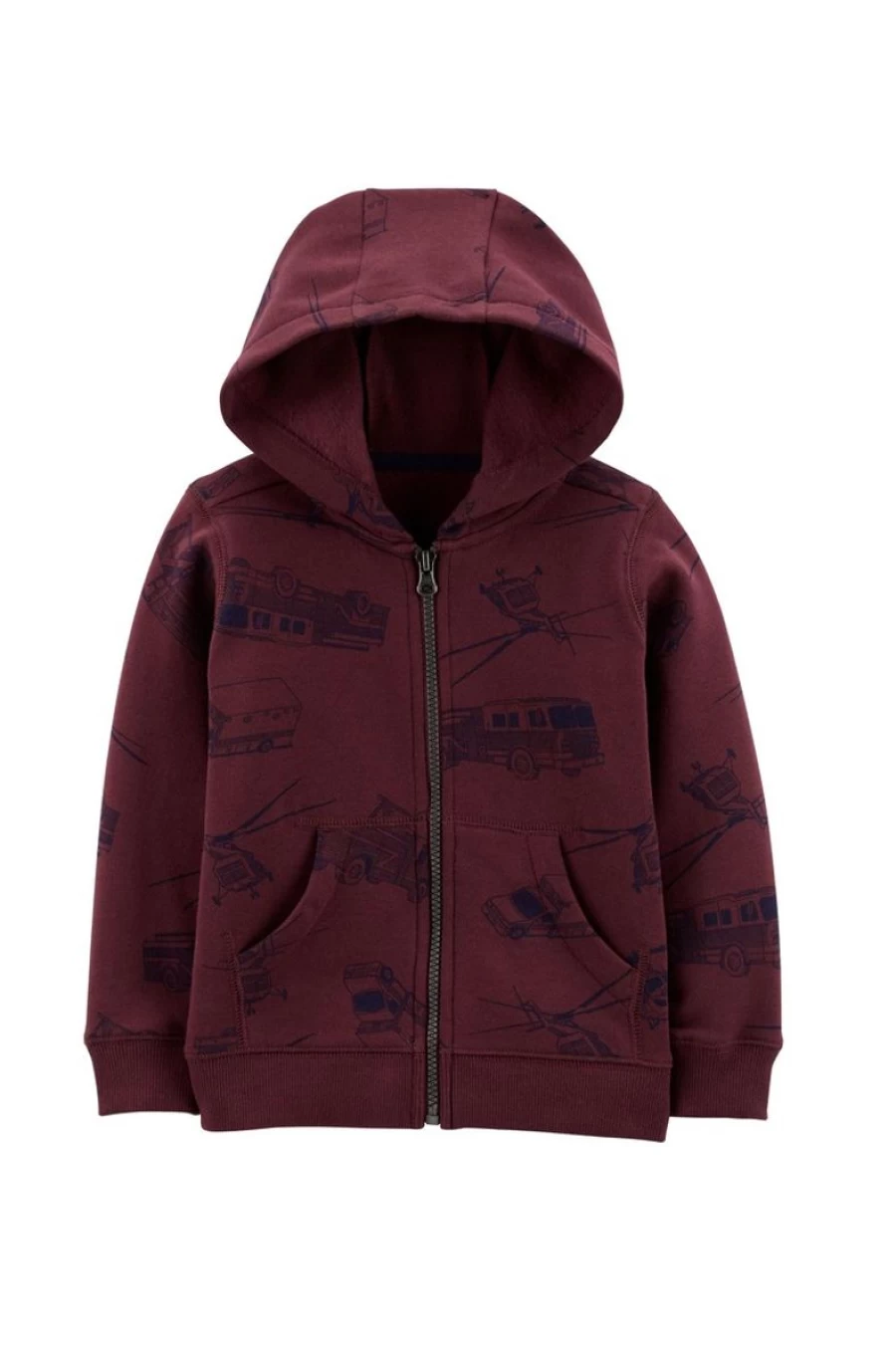 CARTER'S Boys Red Zip-Up Fleece Hoodie for Kids - Warm & Cozy Pullover Jacket