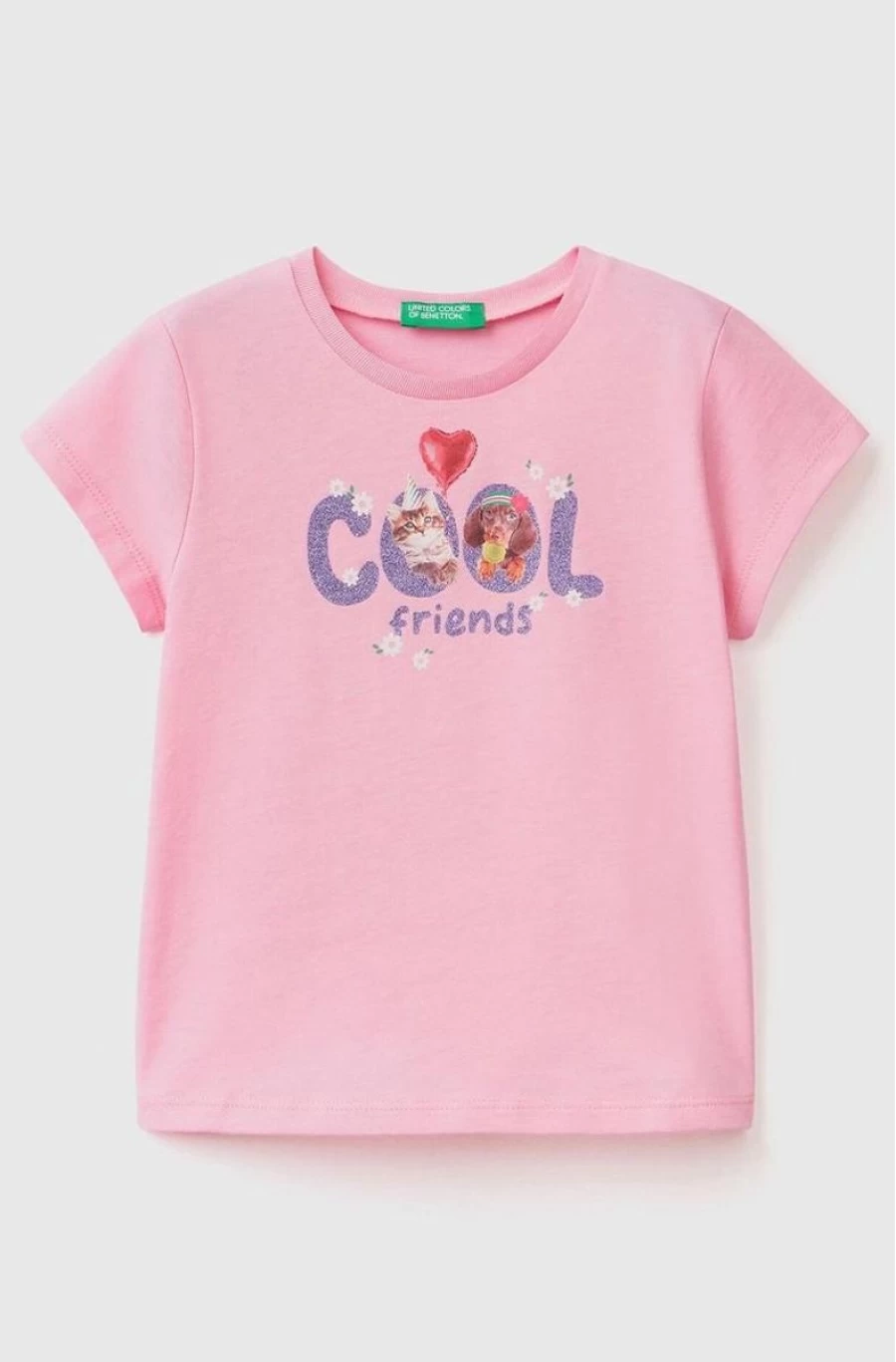 Benetton Girls' Cotton Printed T-Shirt - Soft & Stylish Tee for Kids