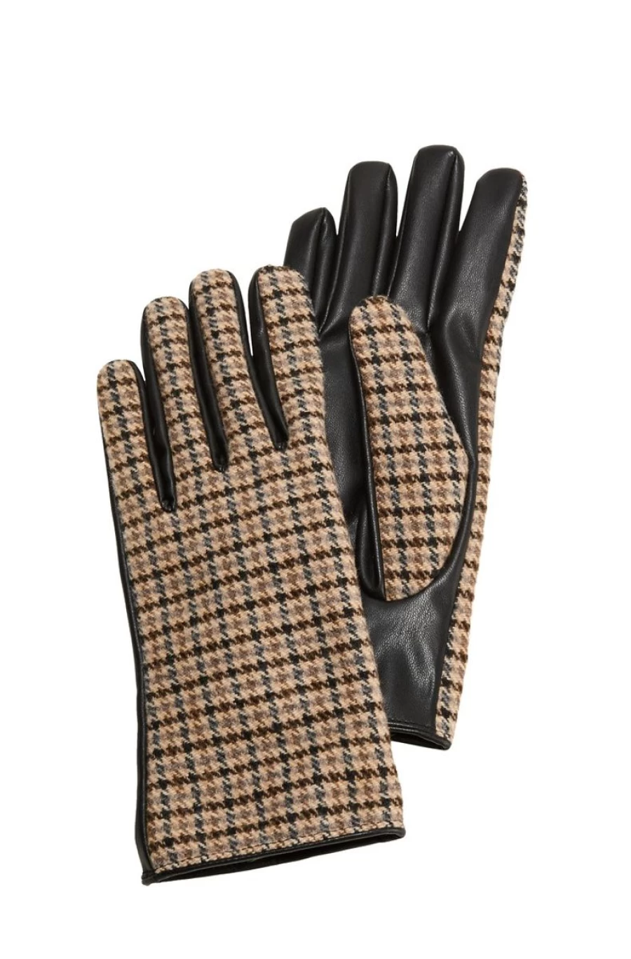 S.OLIVER Women's Beige/Black Wool Blend Gloves - Warm Winter Mix Gloves