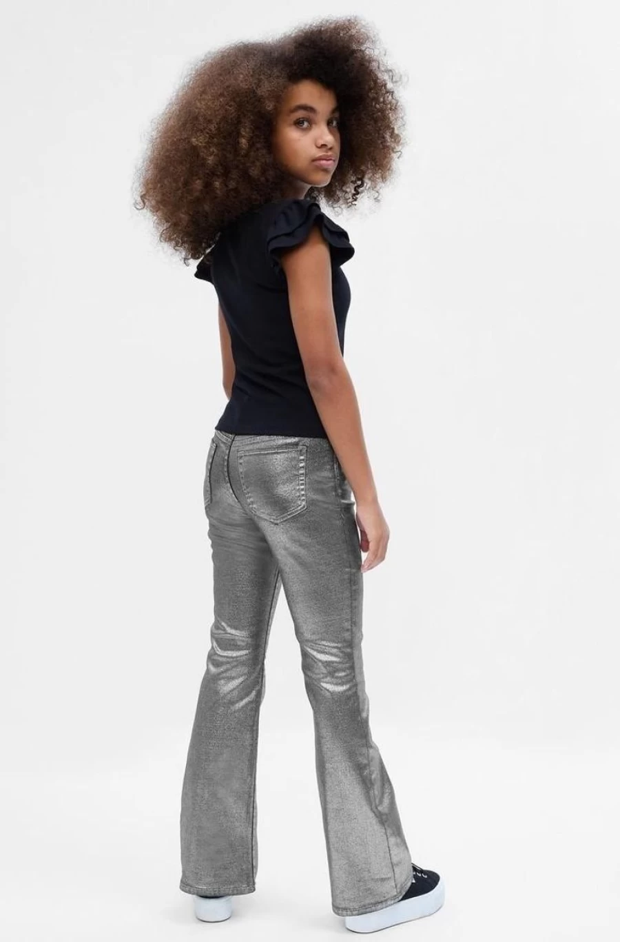 GAP Girls' 70s High Rise Metallic Flare Jeans with Washwell Technology for Kids