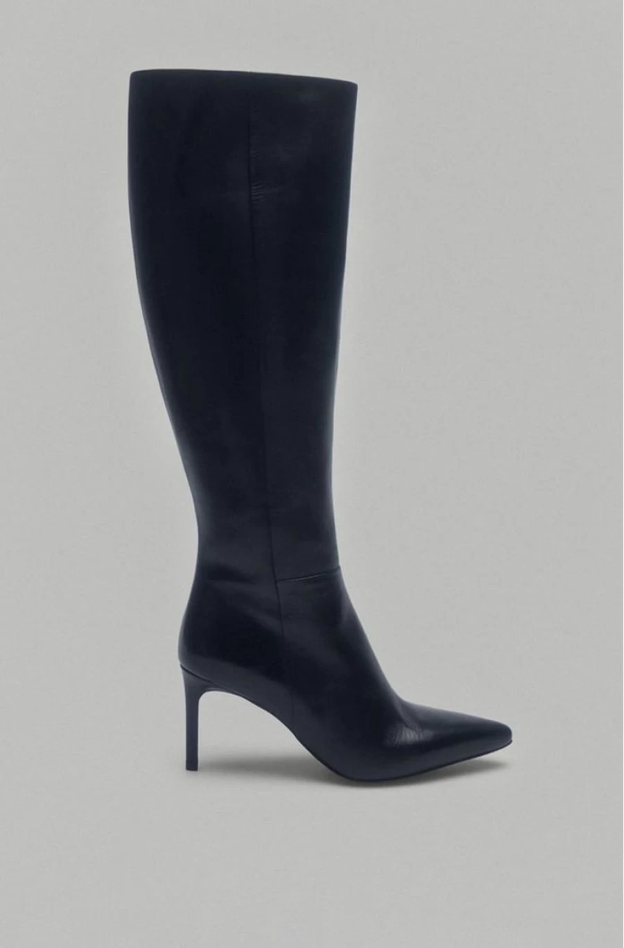 "PEDRO DEL HIERRO Women's Black Leather Knee-High High-Heeled Boots"