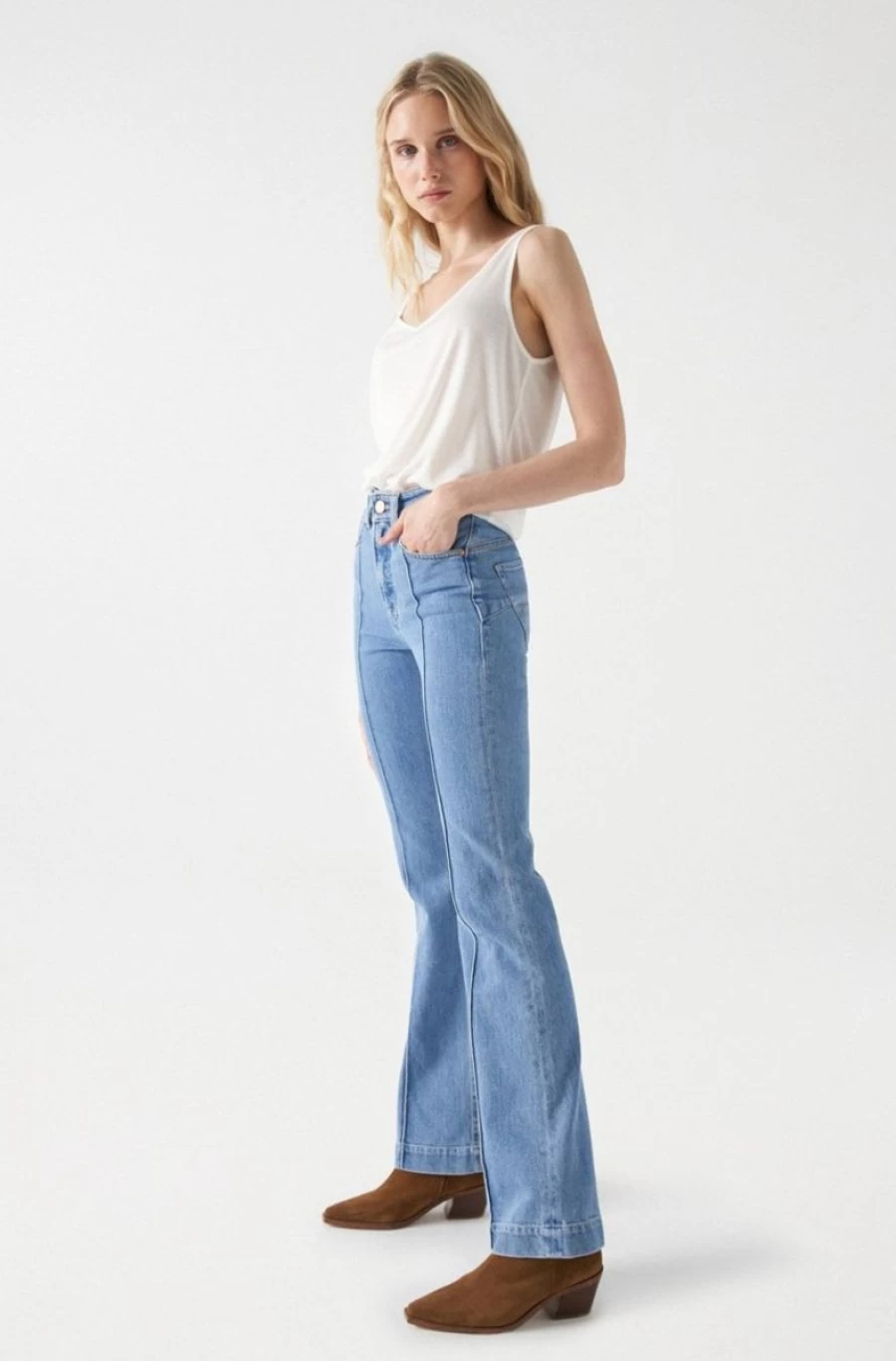 "SALSA JEANS Women's Faith High-Rise Push In Jeans with Front Seam Detail"