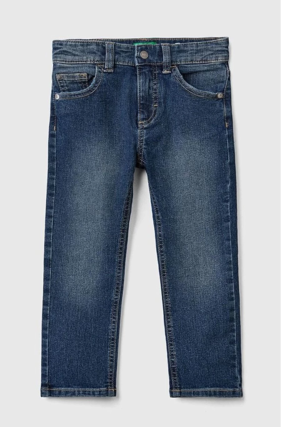 BENETTON Boys' Eco-Friendly Blue Slim Fit Recycled Jeans for Sustainable Fashion