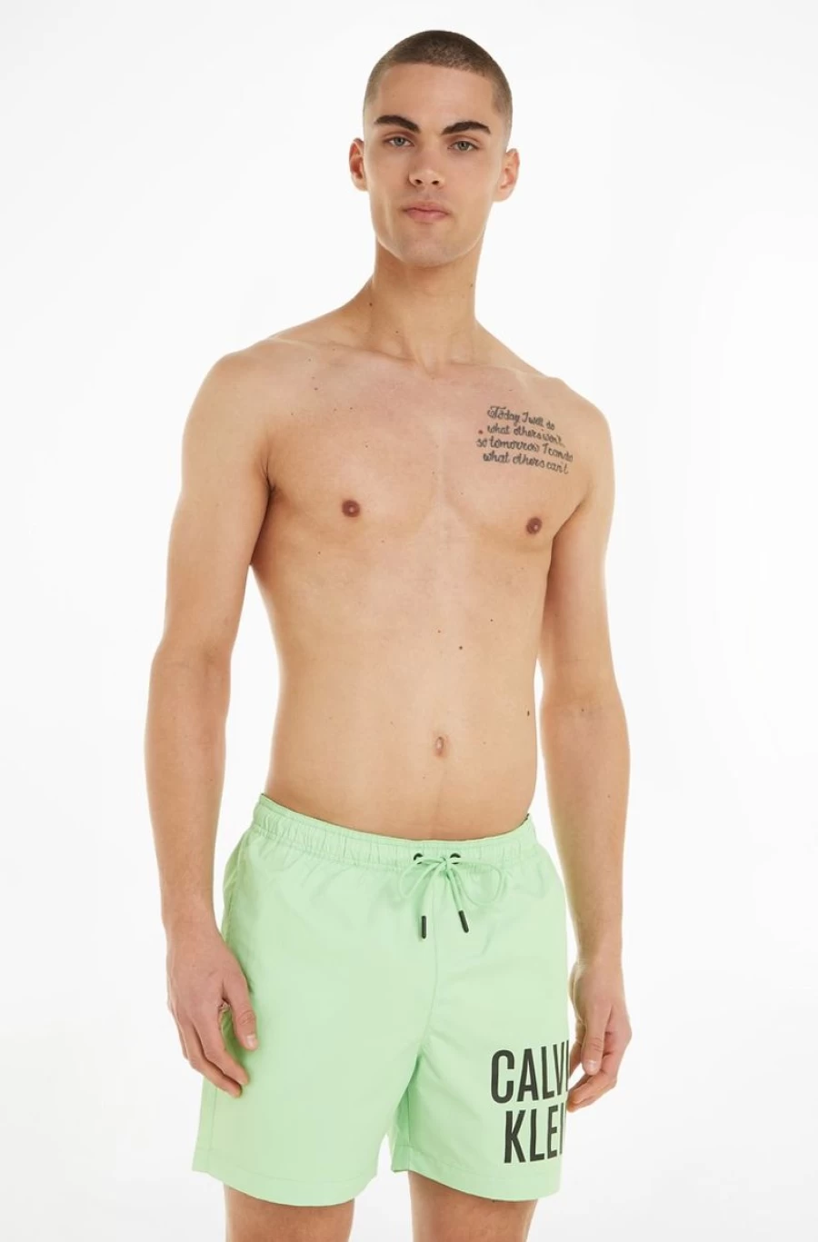 CALVIN KLEIN Men's Medium Drawstring Swim Shorts - Intense Power Quick-Dry Beachwear