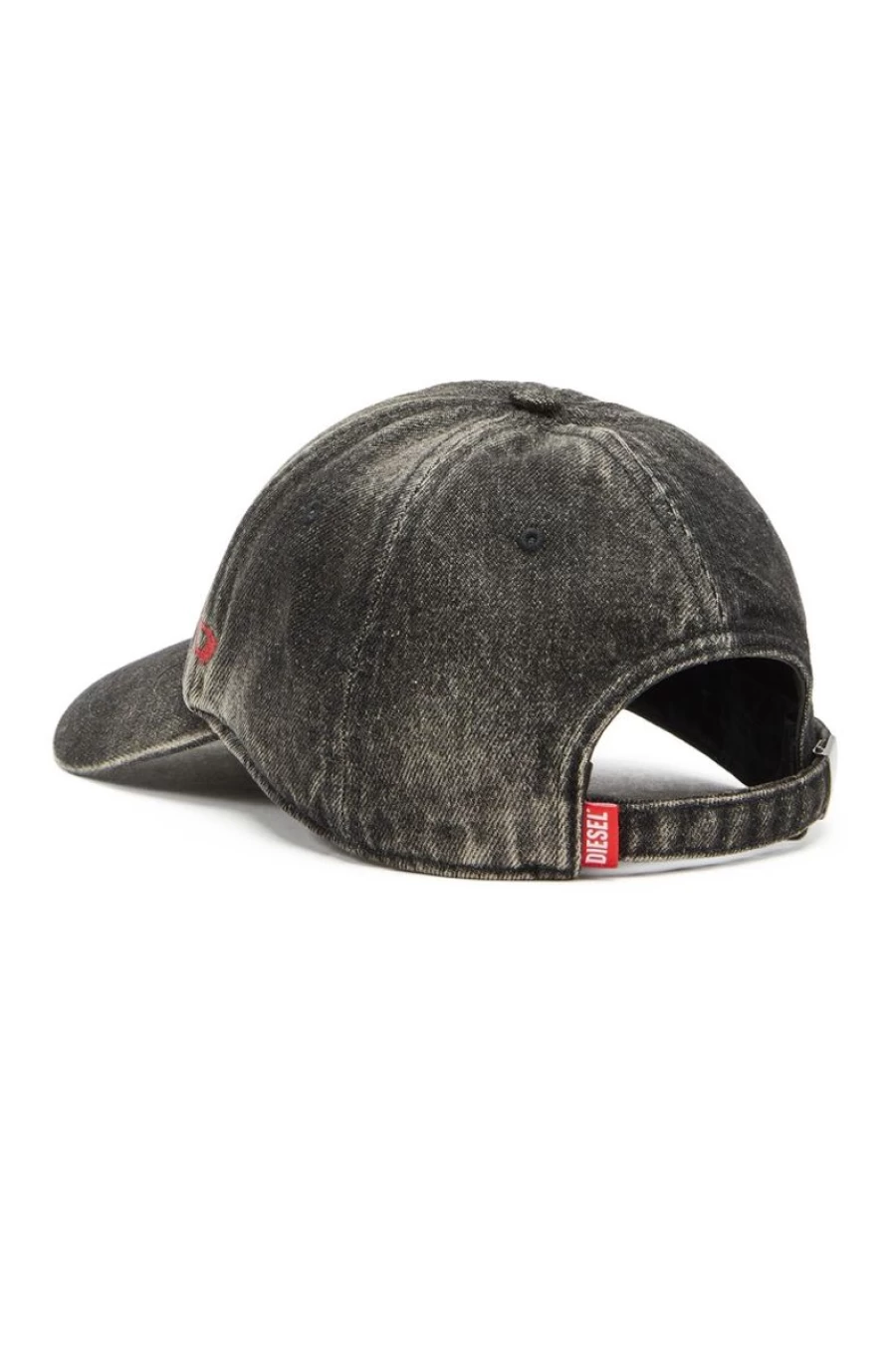 DIESEL Men's Black Washed Denim Baseball Cap for Stylish Casual Wear